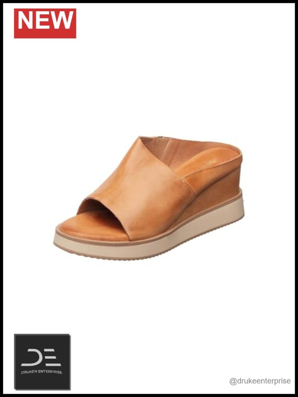 Women's Leather Platform Wedge Sandals Open Toe Ankle Strap